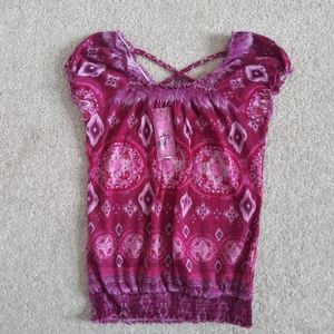 💎NEW! Girls Cute Purple Pattern Short Sleeve Top